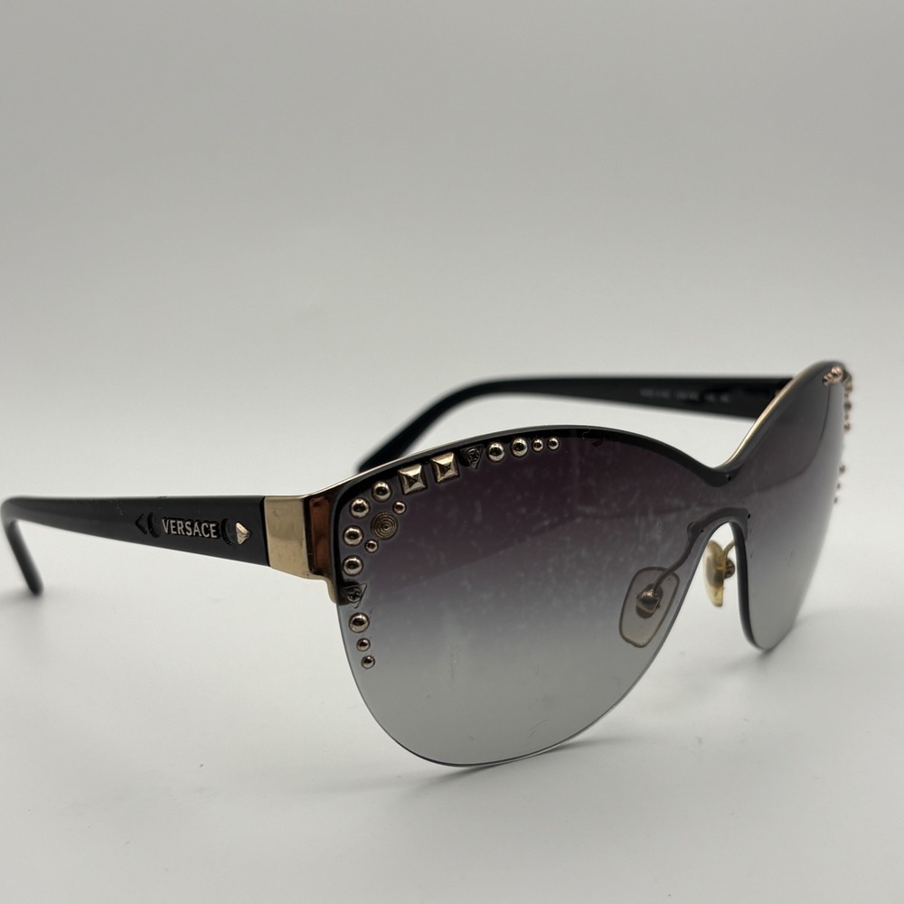 Versace MOD. 2152 1252/8G Cat Eye Sunglasses Pale Gold Black 135 AS IS